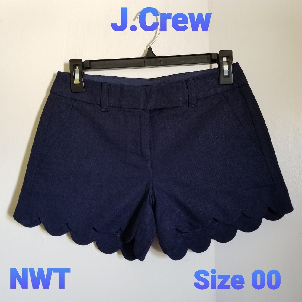 COPY - J.CREW  4" Linen Scalloped Short